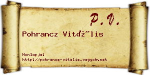 Pohrancz Vitális névjegykártya